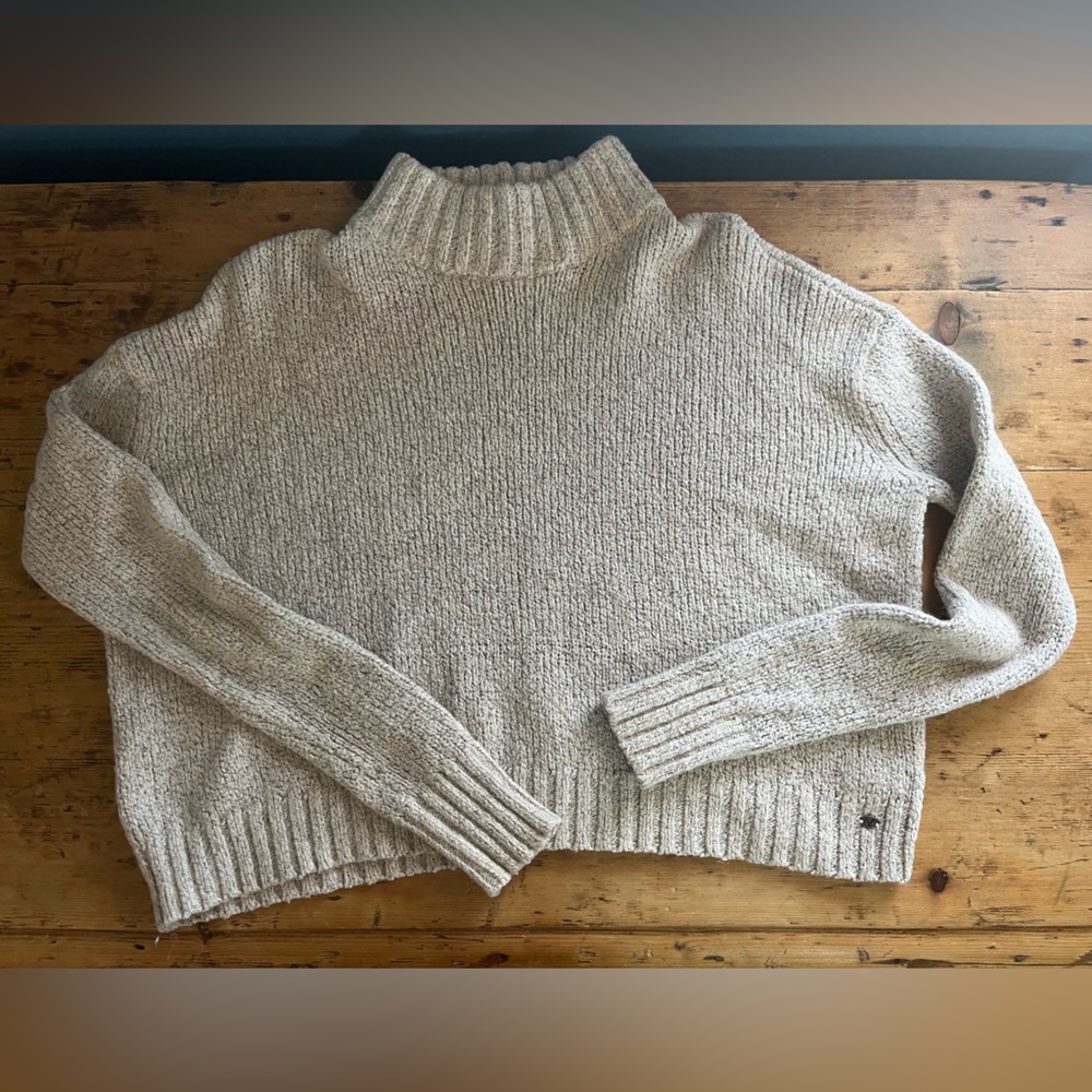 American Eagle Outfitters Cream Turtleneck Cropped Sweater